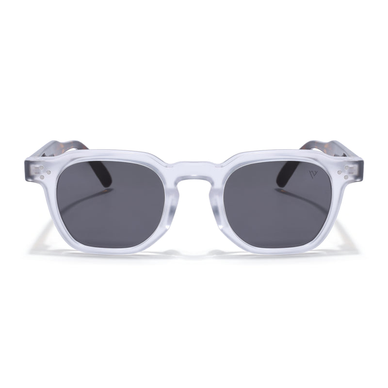 Wayfarer Polarized Sunglasses for Men & Women (Black Lens | Transparent Frame - PMG7983)