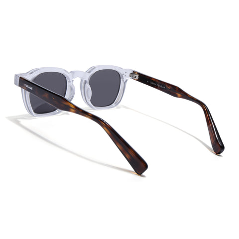 Wayfarer Polarized Sunglasses for Men & Women (Black Lens | Transparent Frame - PMG7983)