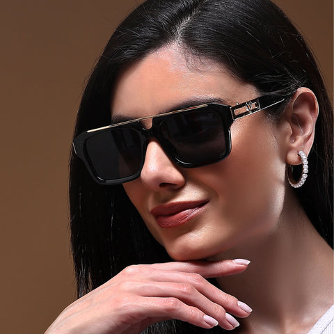 Wayfarer Sunglasses (Black Lens | Black & Golden Frame - MG5386)