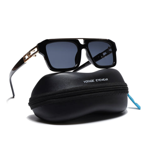 Wayfarer Sunglasses (Black Lens | Black & Golden Frame - MG5386)