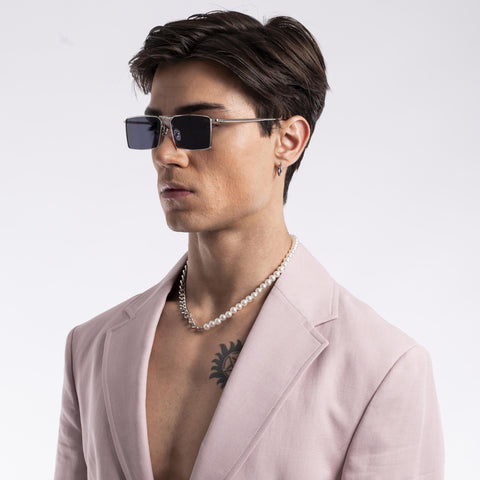 Silver Digger | Black & Silver Rectangular Sunglasses - MG3573