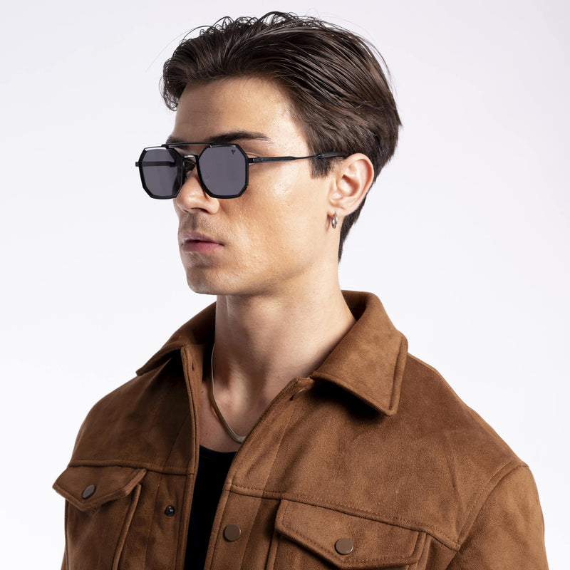 Stratos | Retro Square Black Sunglasses MG3620