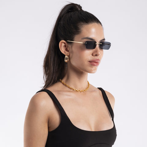Underdog |  Black Rimless Rectangle Sunglasses MG3786