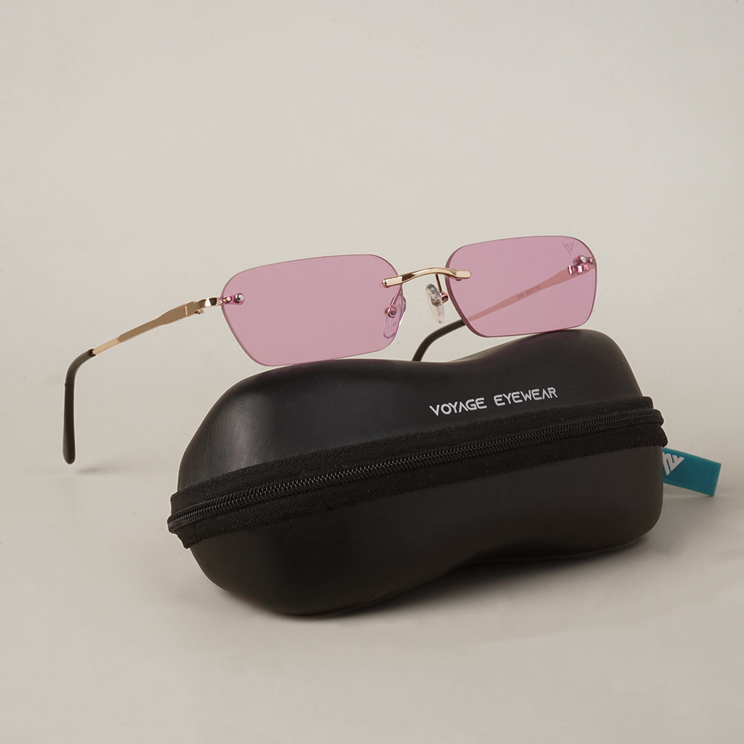 Voyage Purple Rimless Rectangle Sunglasses MG3787