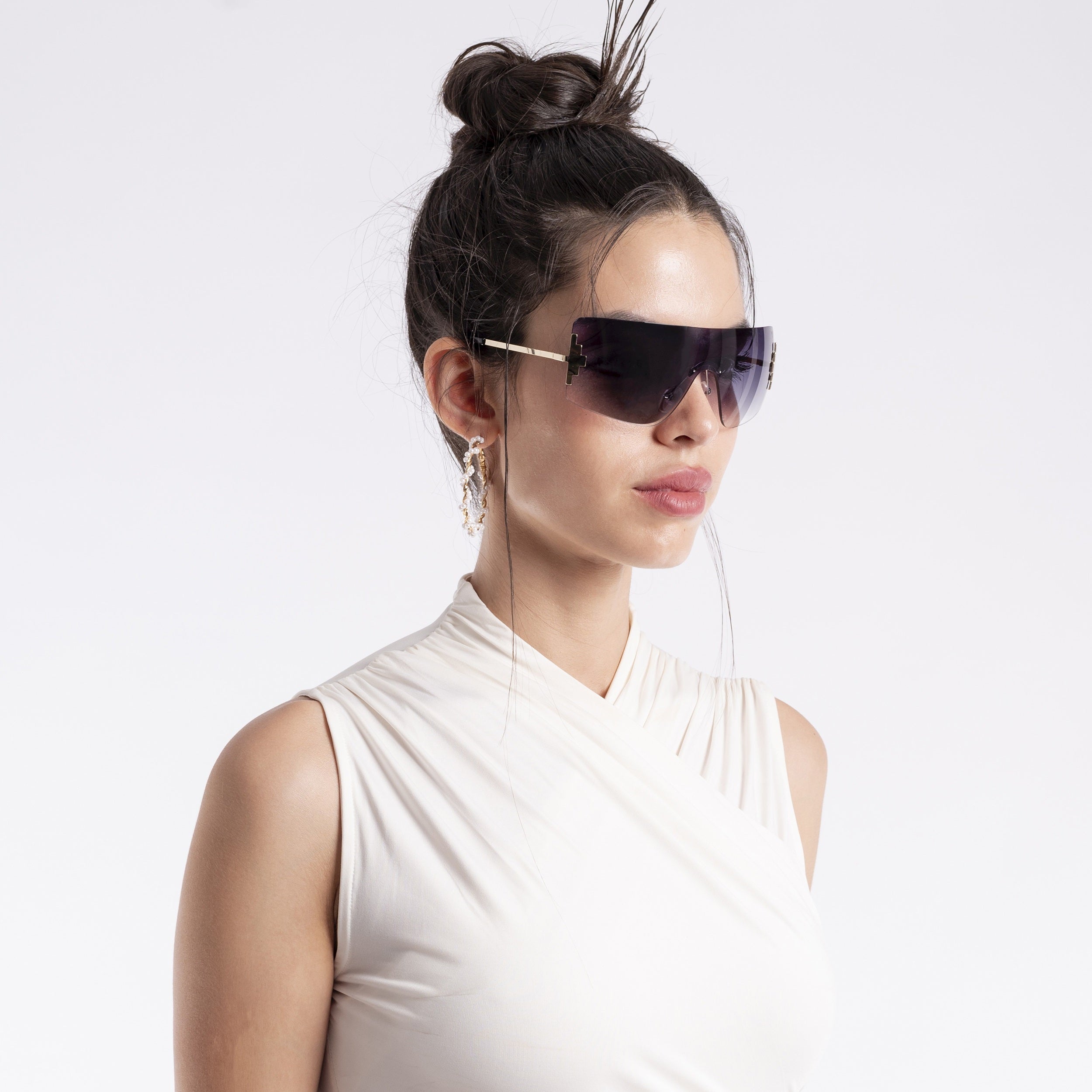 Black & Clear Wrap Around Sunglasses - MG4116