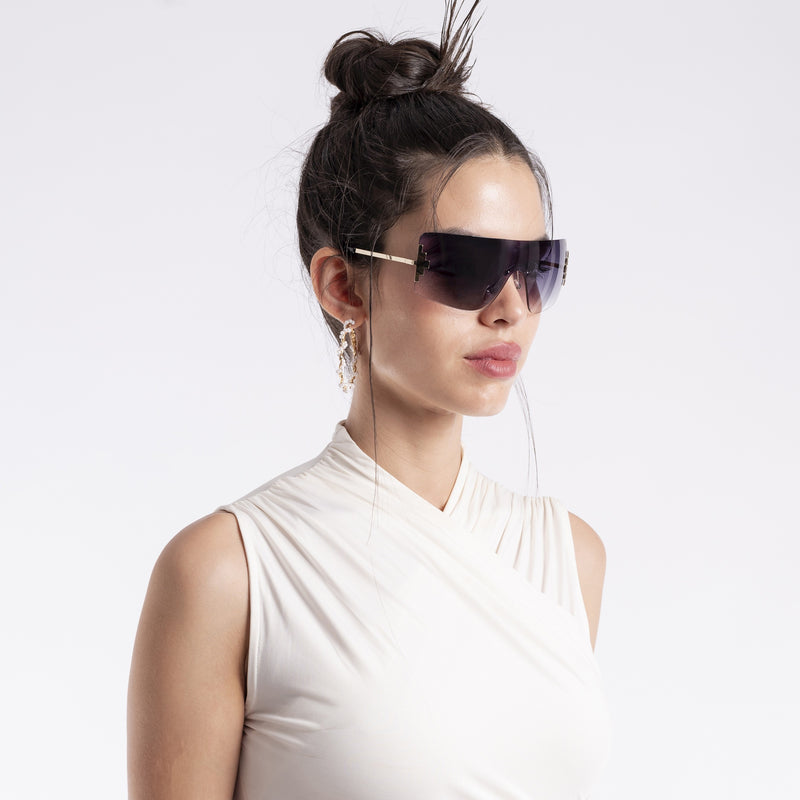 Black & Clear Wrap Around Sunglasses - MG4116
