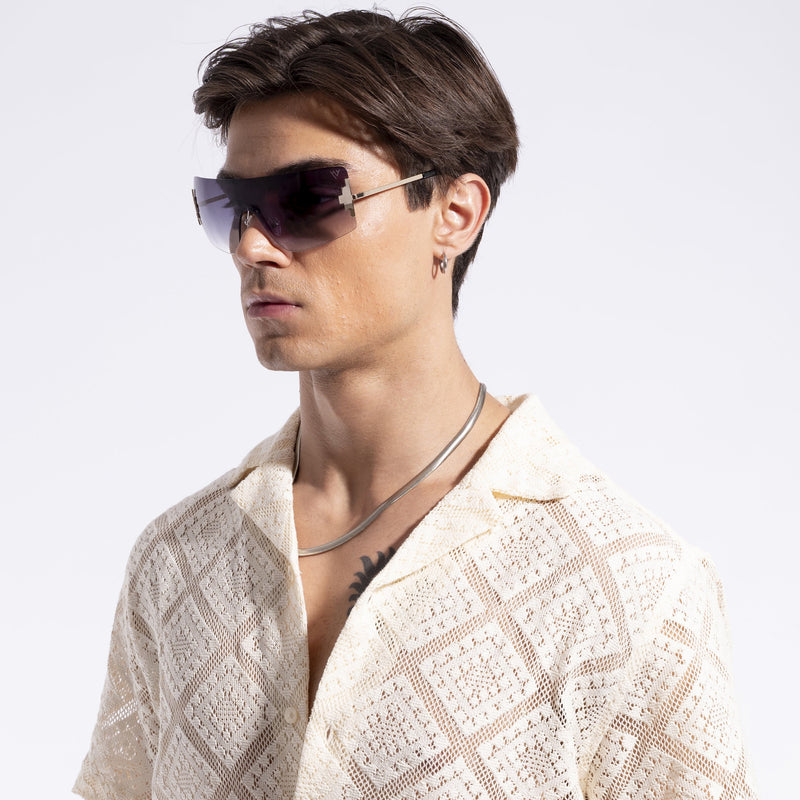 Black & Clear Wrap Around Sunglasses - MG4116