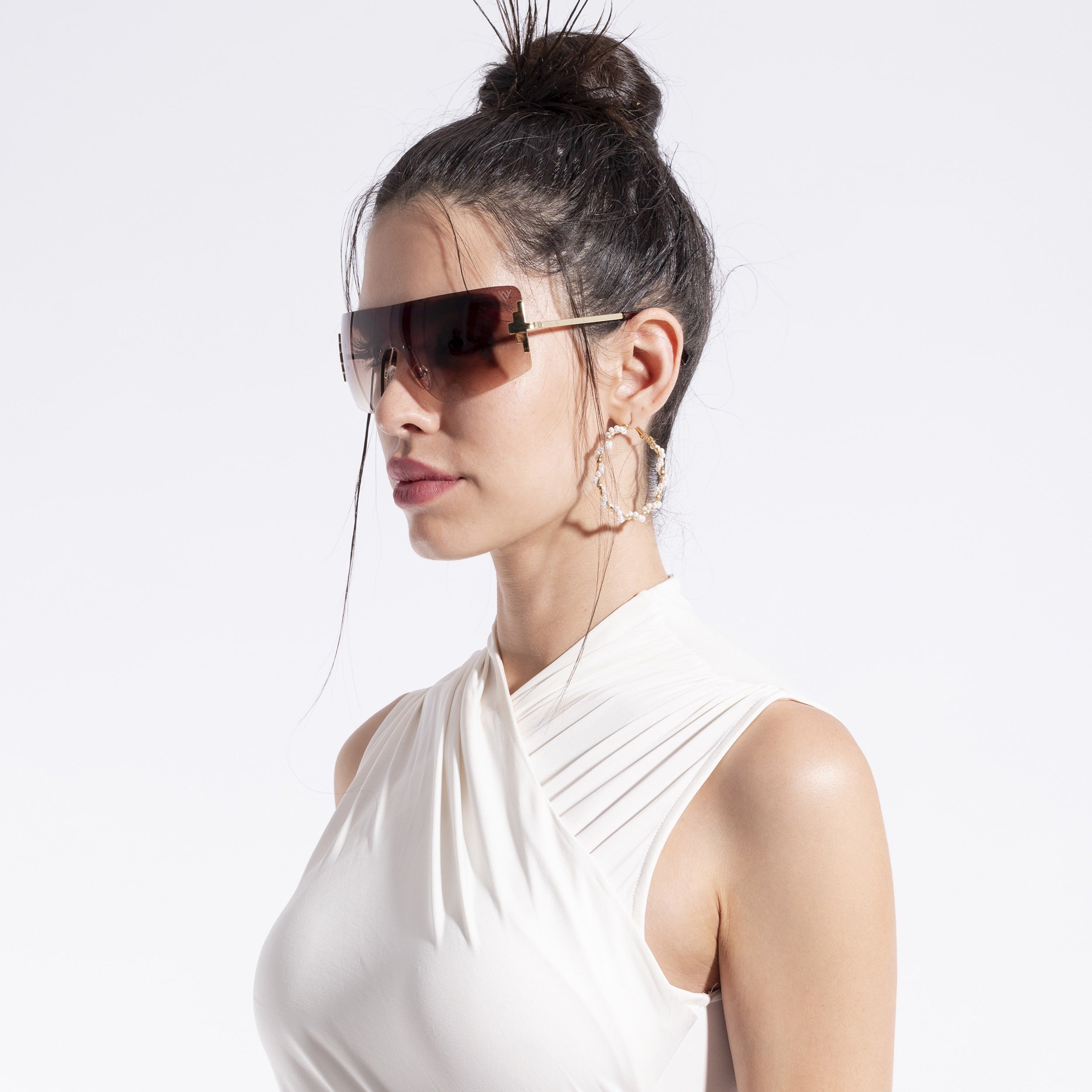 Wrap Around Brown & Clear Sunglasses - MG4118