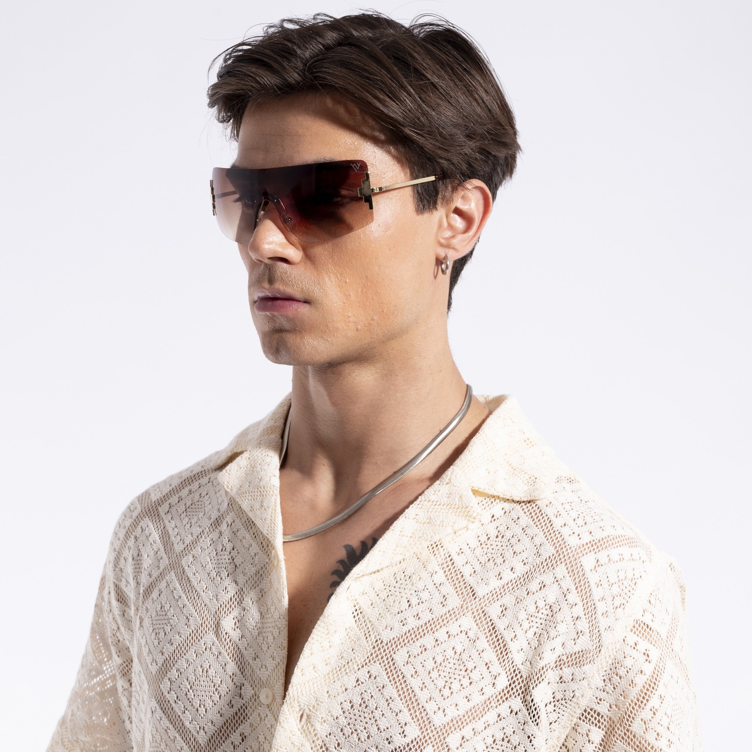 Wrap Around Brown & Clear Sunglasses - MG4118