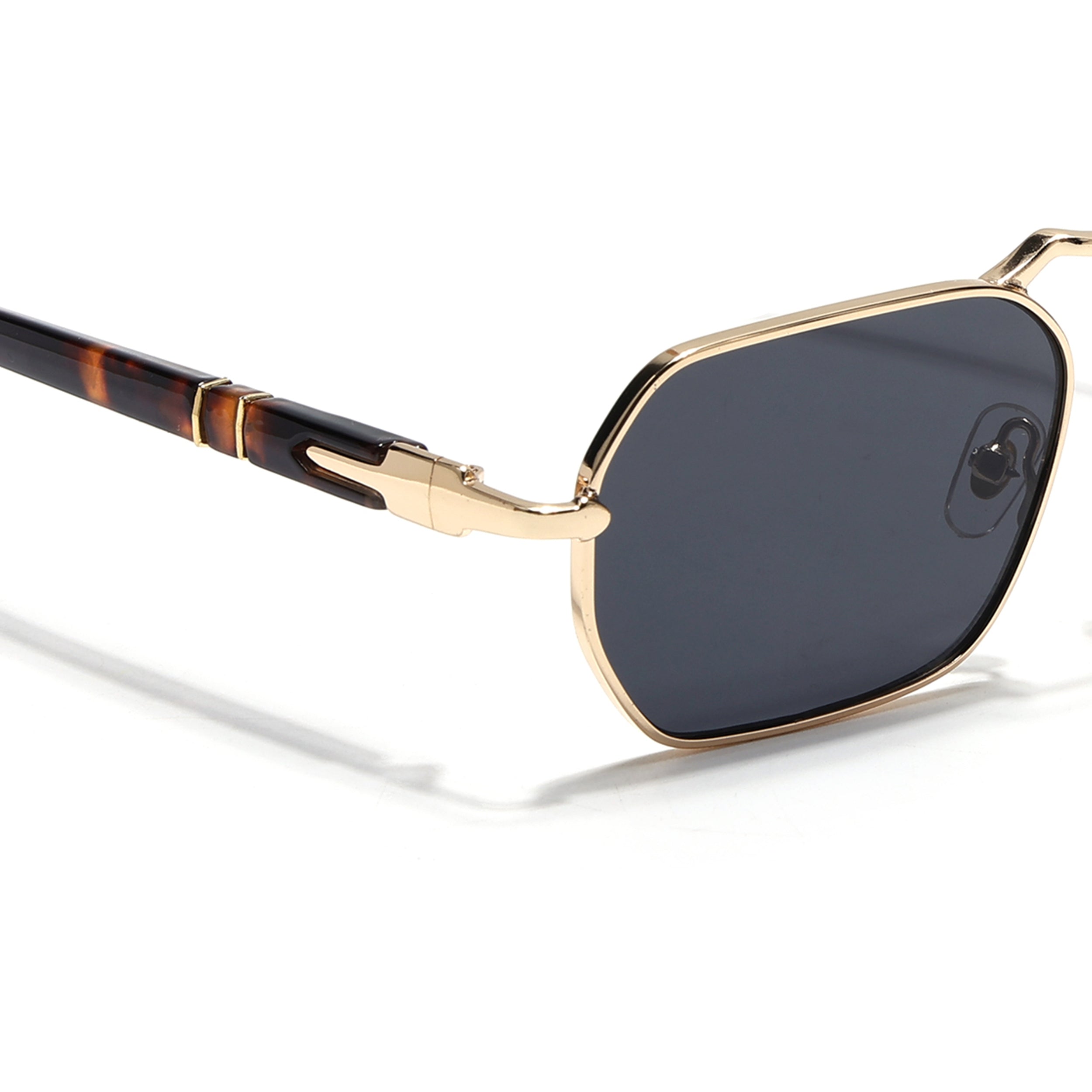 Hexagonal Sunglasses for Men & Women (Black Lens | Golden Frame - MG7659)