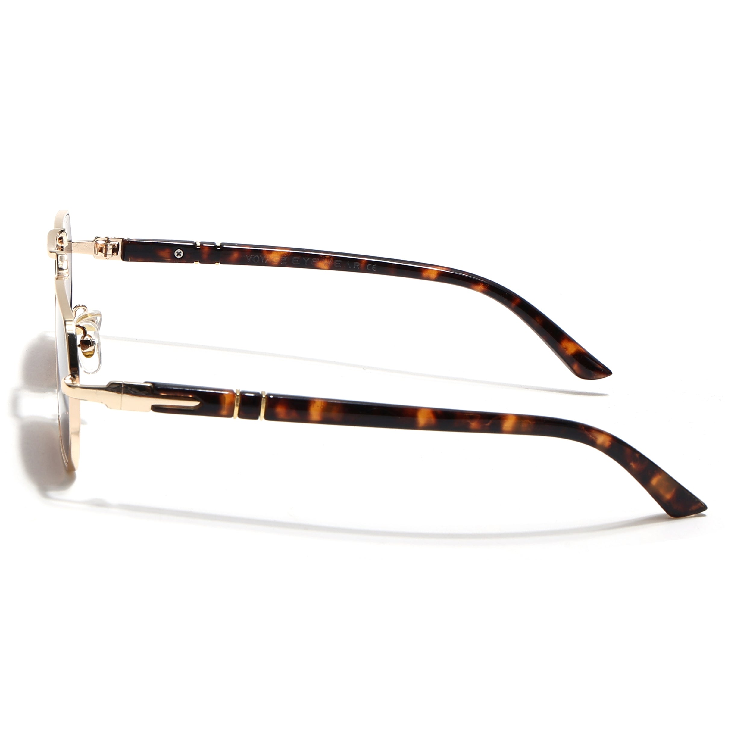 Hexagonal Sunglasses for Men & Women (Brown Lens | Golden Frame - MG7660)