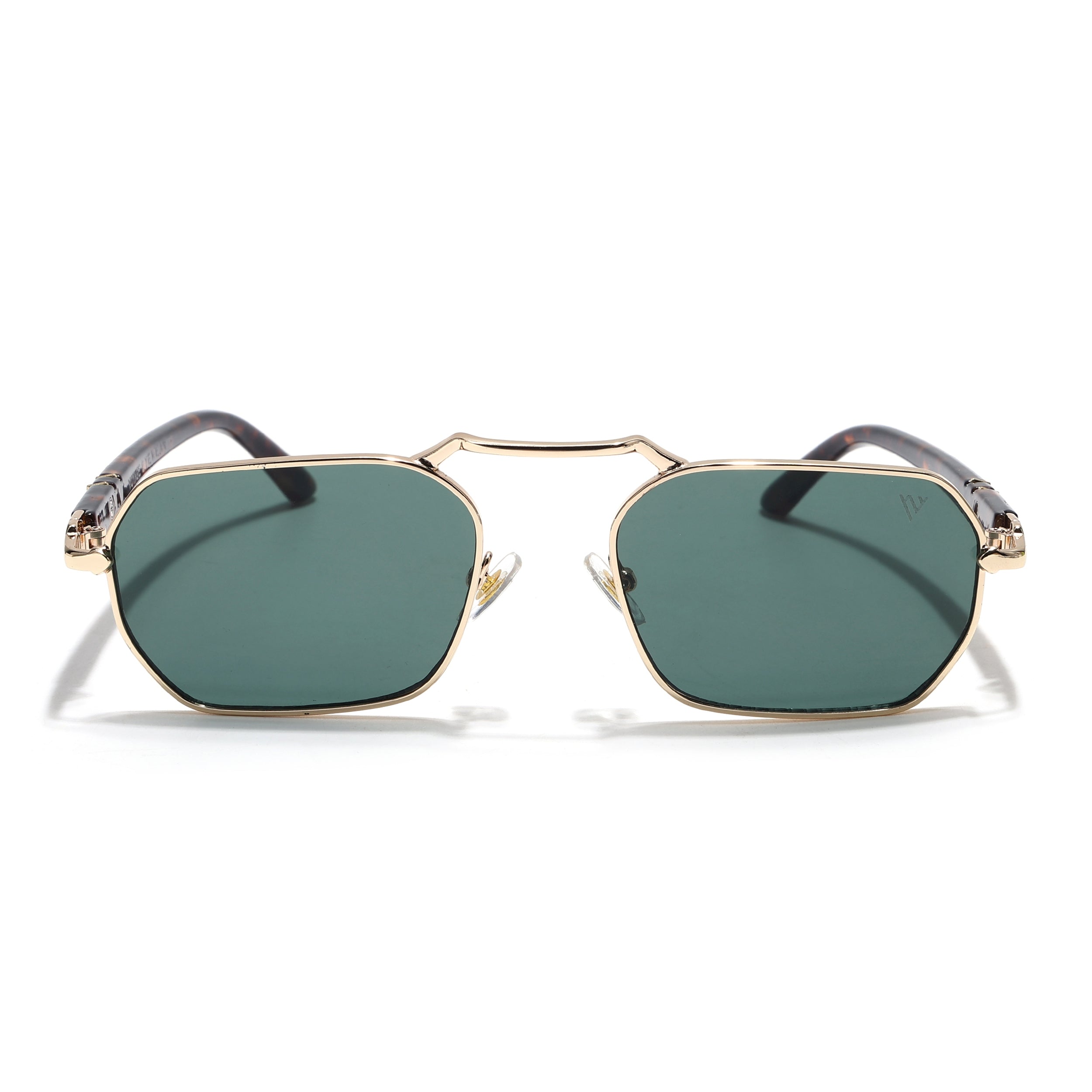 Hexagonal Sunglasses for Men & Women (Green Lens | Golden Frame - MG7661)