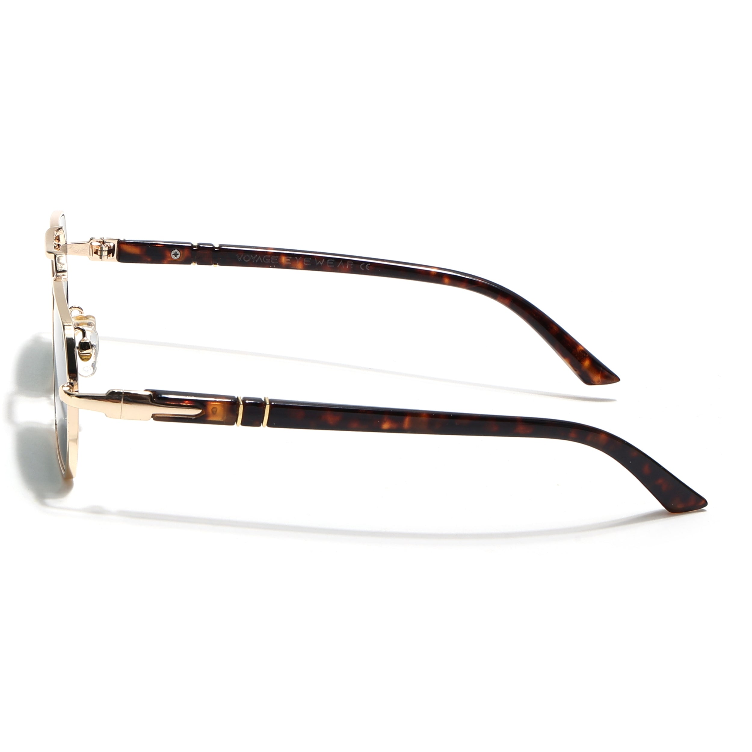 Hexagonal Sunglasses for Men & Women (Green Lens | Golden Frame - MG7661)