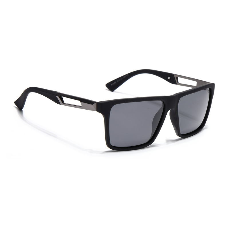 Wayfarer Polarized Sunglasses for Men & Women (Black Lens | Matt Black Frame - PMG7359)