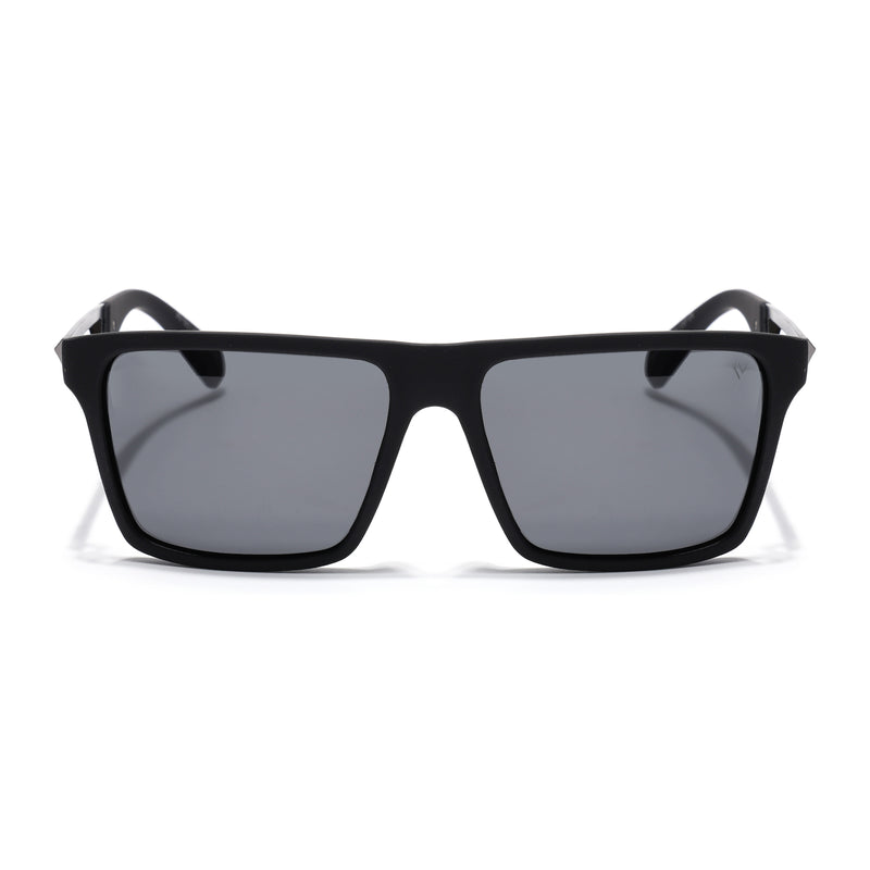 Wayfarer Polarized Sunglasses for Men & Women (Black Lens | Matt Black Frame - PMG7359)