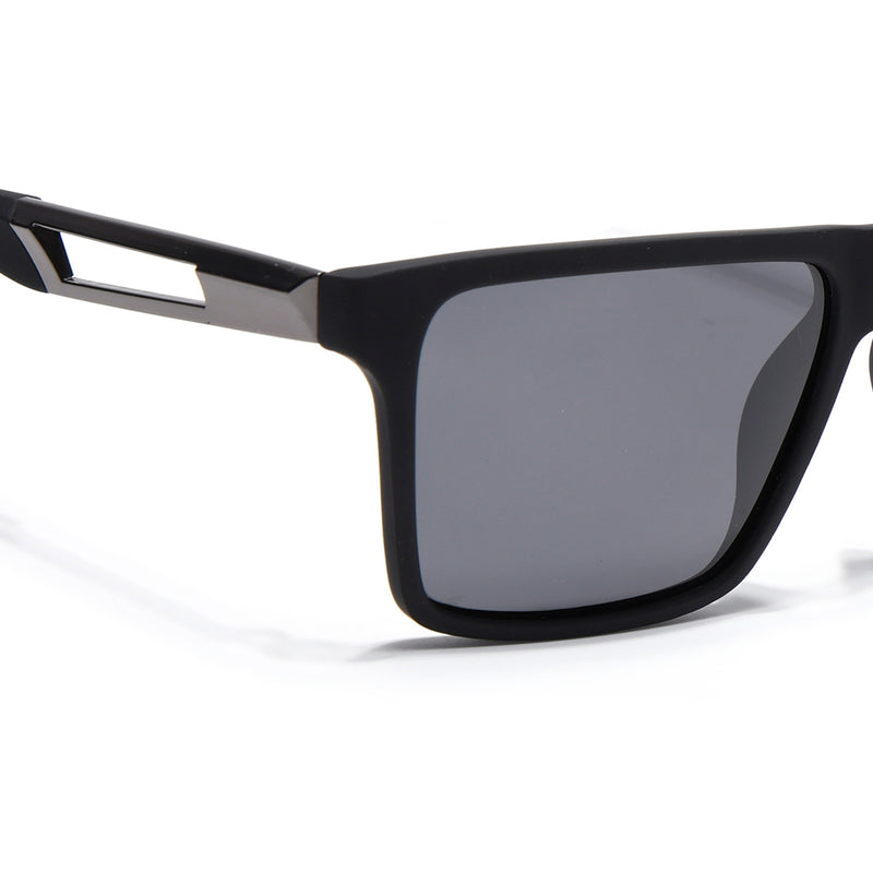 Wayfarer Polarized Sunglasses for Men & Women (Black Lens | Matt Black Frame - PMG7359)