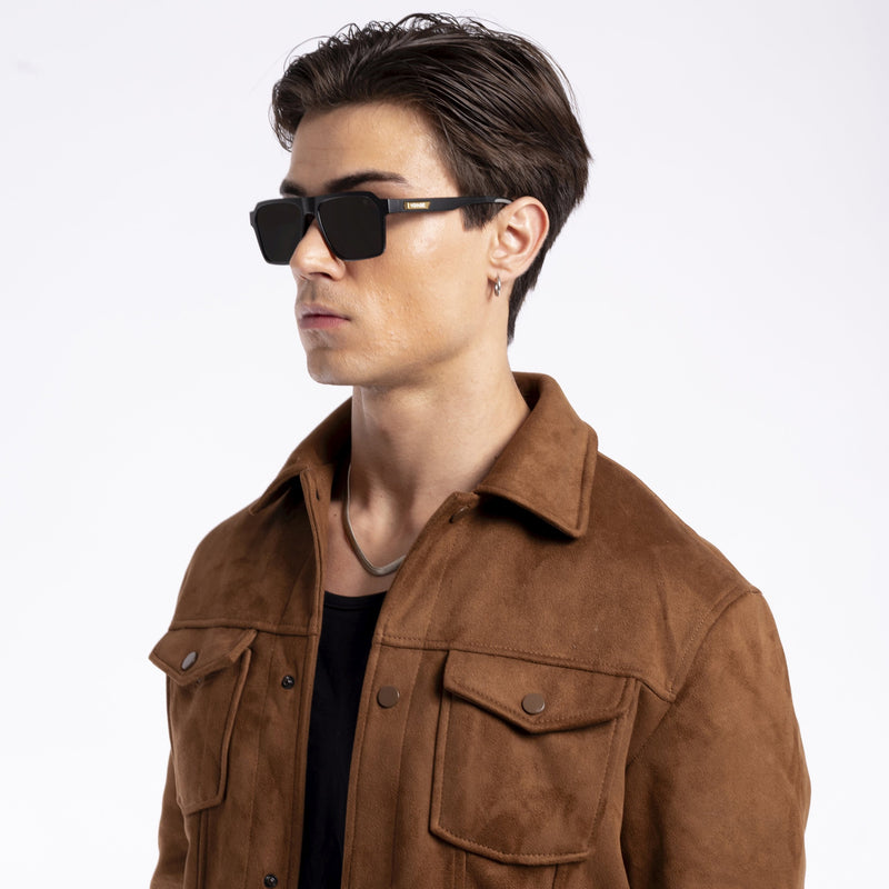 Active Matte Black Polarized Wayfarer Sunglasses - PMG4452