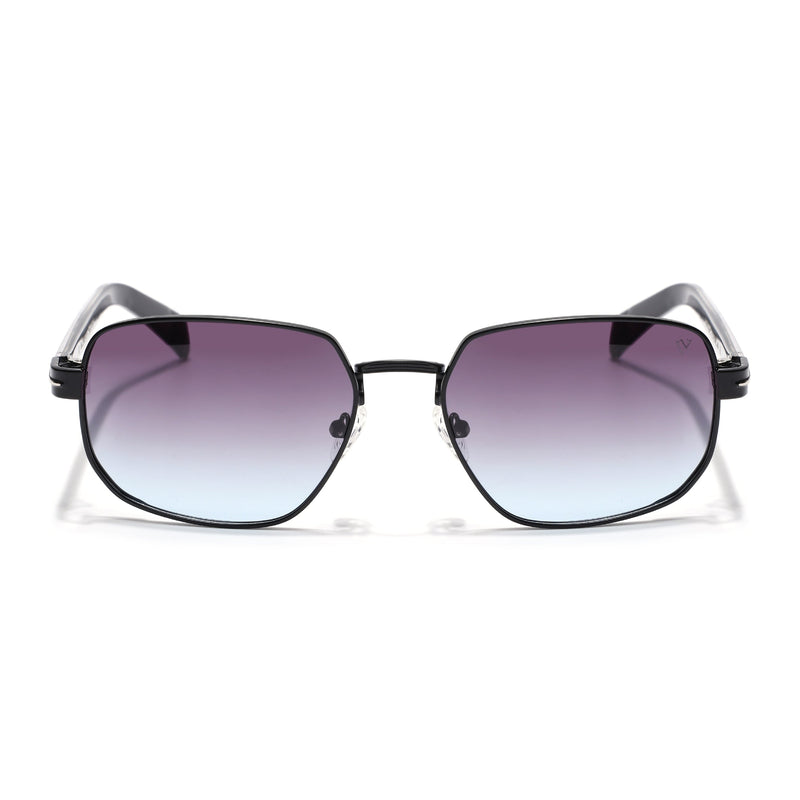 Square Polarized Sunglasses for Men & Women (Grey & Clear Lens | Black Frame - SLPMG7232)