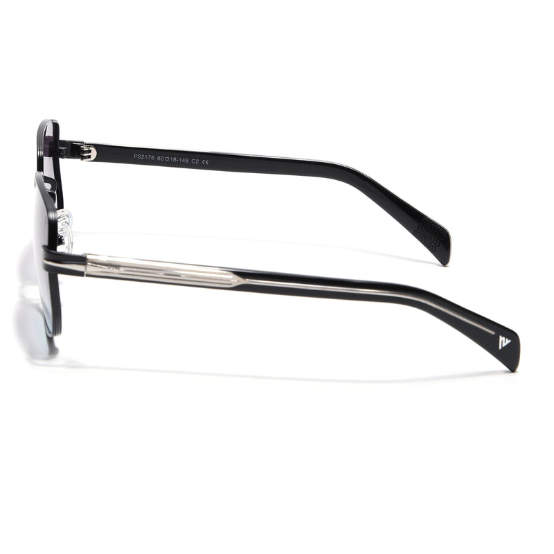 Square Polarized Sunglasses for Men & Women (Grey & Clear Lens | Black Frame - SLPMG7232)