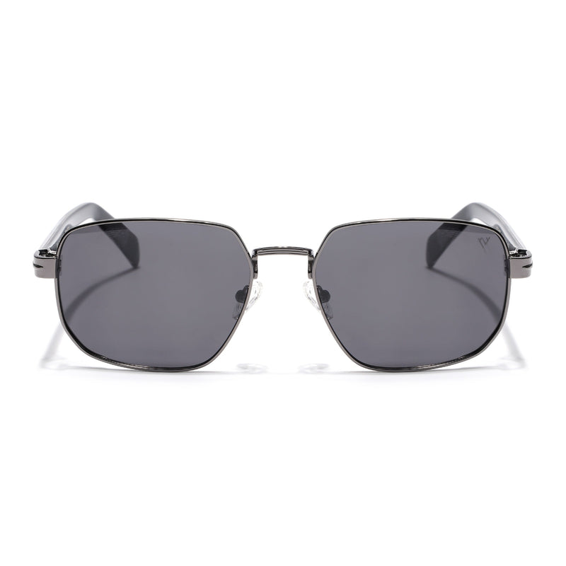 Square Polarized Sunglasses for Men & Women (Grey Lens | Grey Frame - SLPMG7233)
