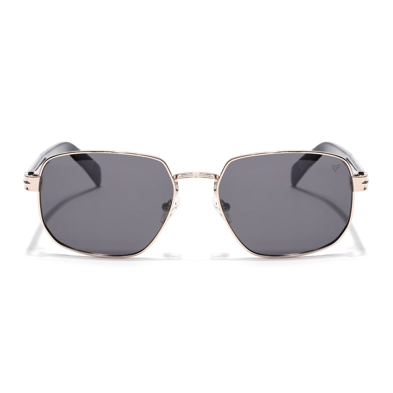 Square Polarized Sunglasses for Men & Women (Grey Lens | Rose Golden Frame - SLPMG7234)