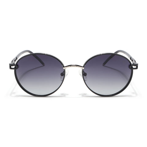 Round Polarized Sunglasses (Black Lens | Shine Black Frame - SLPMG9099)