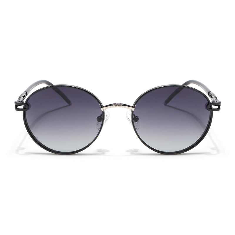 Round Polarized Sunglasses (Black Lens | Shine Black Frame - SLPMG9099)
