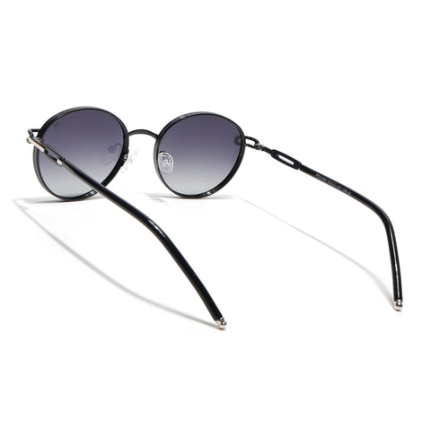 Round Polarized Sunglasses (Black Lens | Shine Black Frame - SLPMG9099)