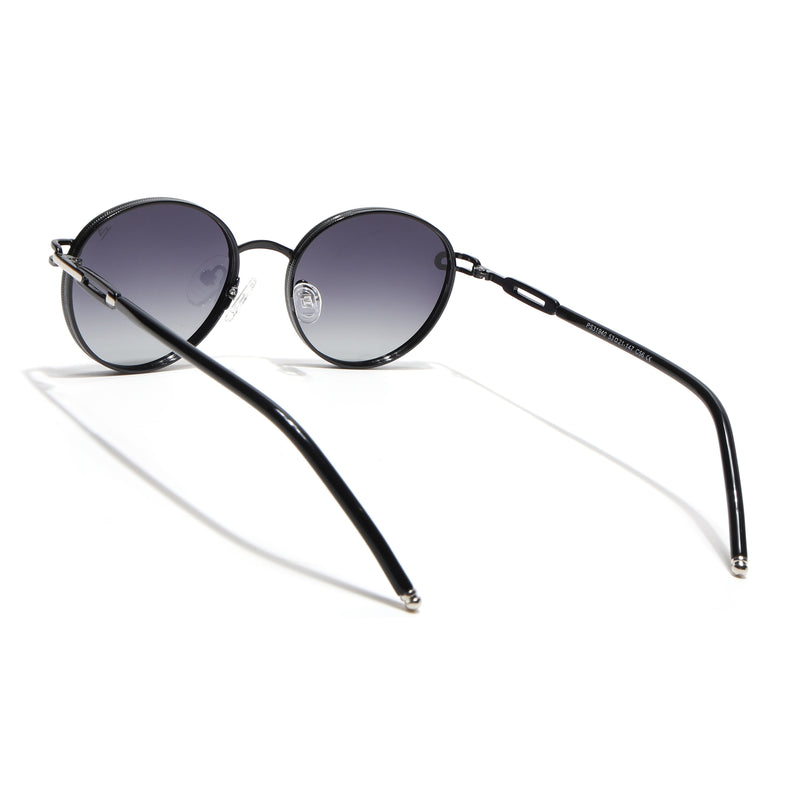 Round Polarized Sunglasses (Black Lens | Shine Black Frame - SLPMG9099)