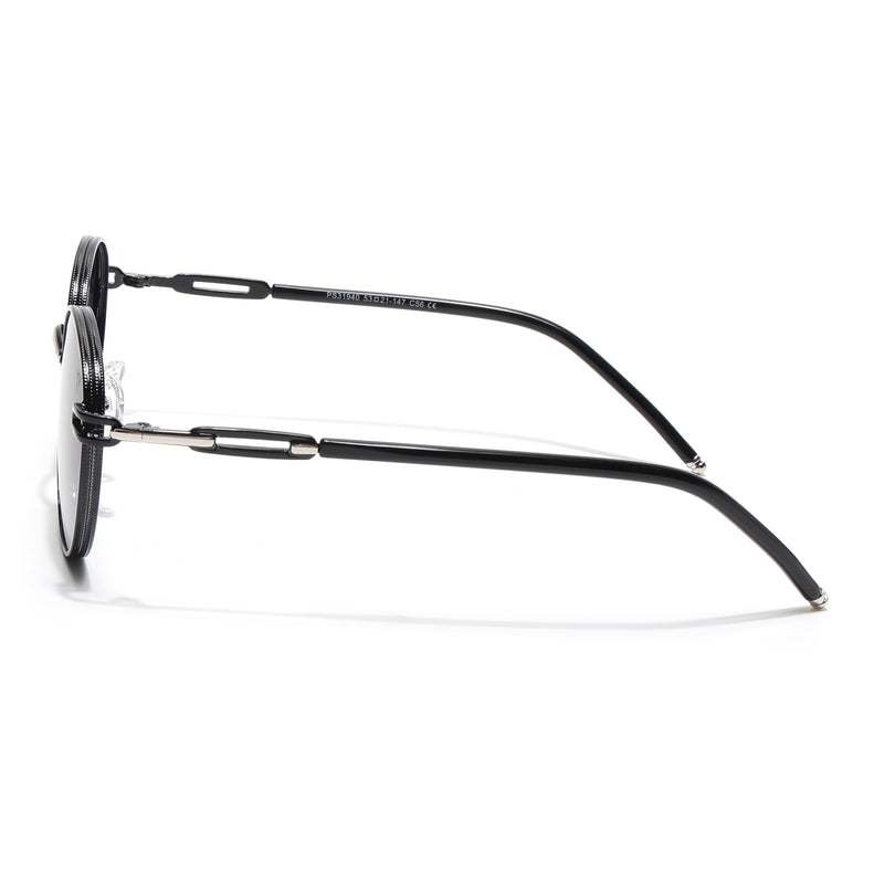 Round Polarized Sunglasses (Black Lens | Shine Black Frame - SLPMG9099)