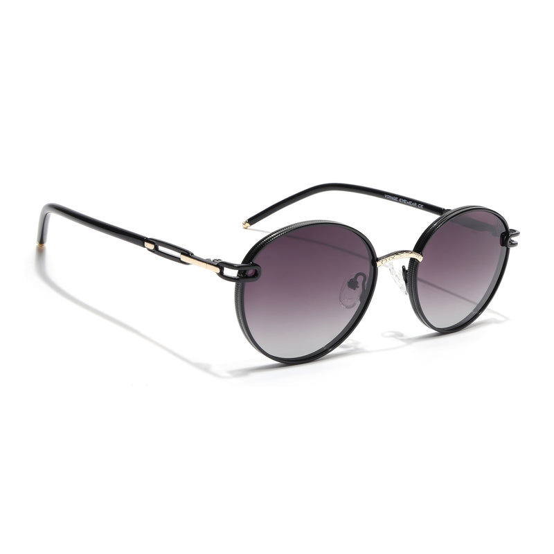 Round Polarized Sunglasses (Purple Lens | Shine Black Frame - SLPMG9100)