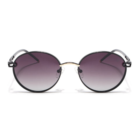 Round Polarized Sunglasses (Purple Lens | Shine Black Frame - SLPMG9100)