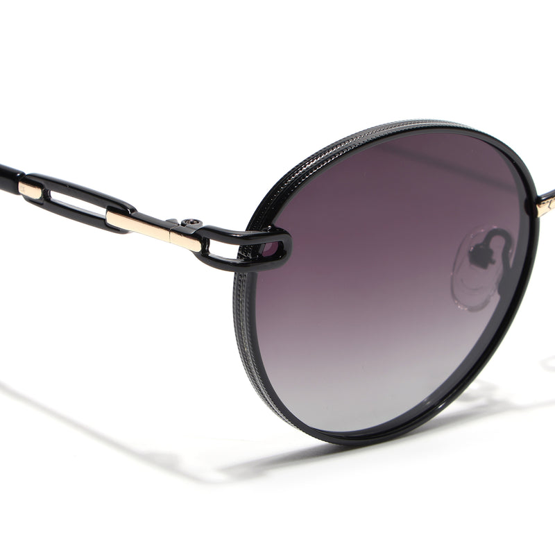 Round Polarized Sunglasses (Purple Lens | Shine Black Frame - SLPMG9100)