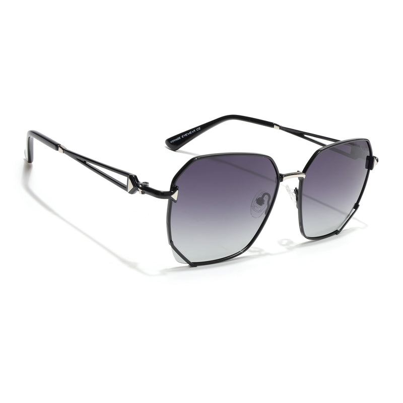 Oversize Sunglasses (Black Lens | Black & Silver Frame - SLMG9108)