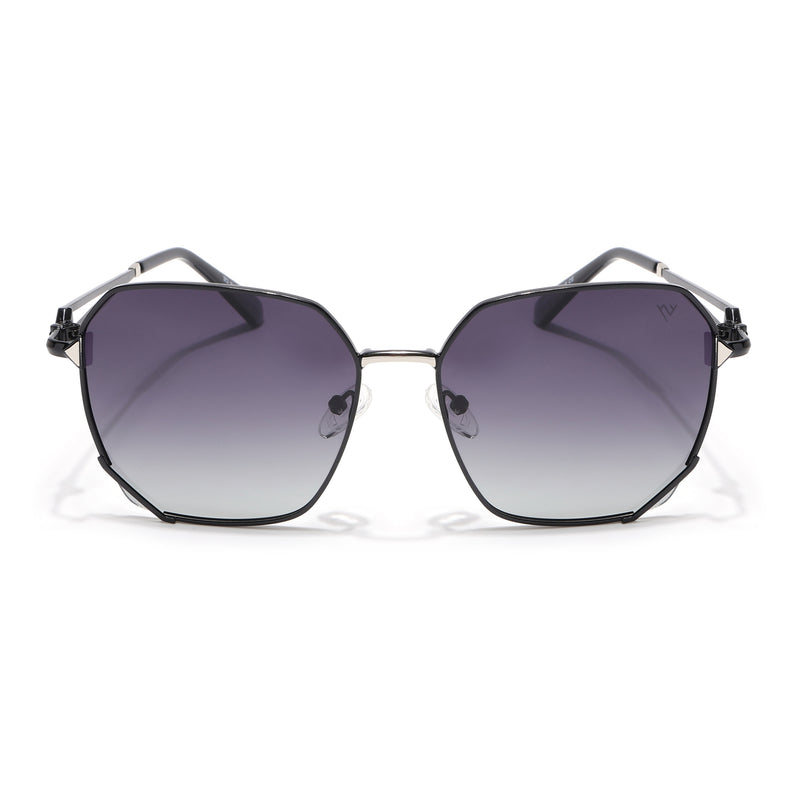 Oversize Sunglasses (Black Lens | Black & Silver Frame - SLMG9108)