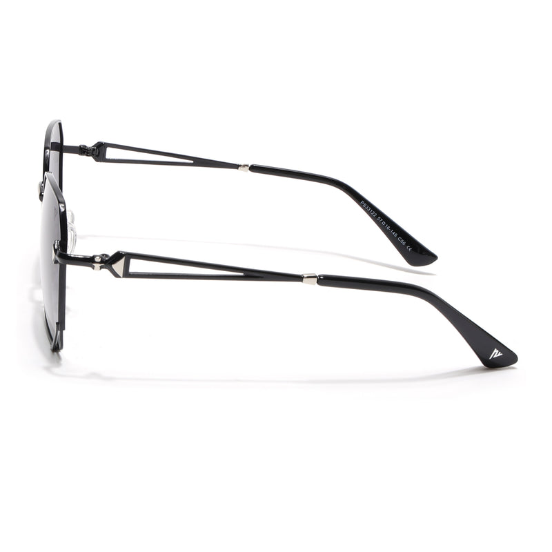 Oversize Sunglasses (Black Lens | Black & Silver Frame - SLMG9108)