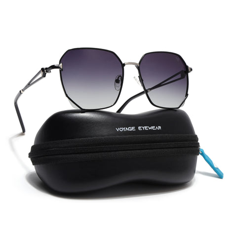 Oversize Sunglasses (Black Lens | Black & Silver Frame - SLMG9108)