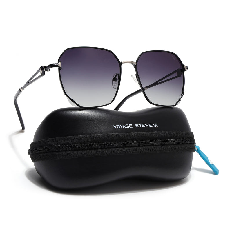 Oversize Sunglasses (Black Lens | Black & Silver Frame - SLMG9108)