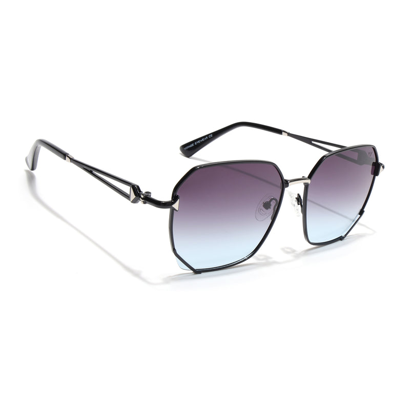 Oversize Sunglasses (Brown & Grey Lens | Black & Silver Frame - SLMG9109)