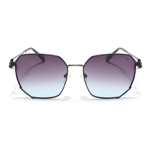 Oversize Sunglasses (Brown & Grey Lens | Black & Silver Frame - SLMG9109)