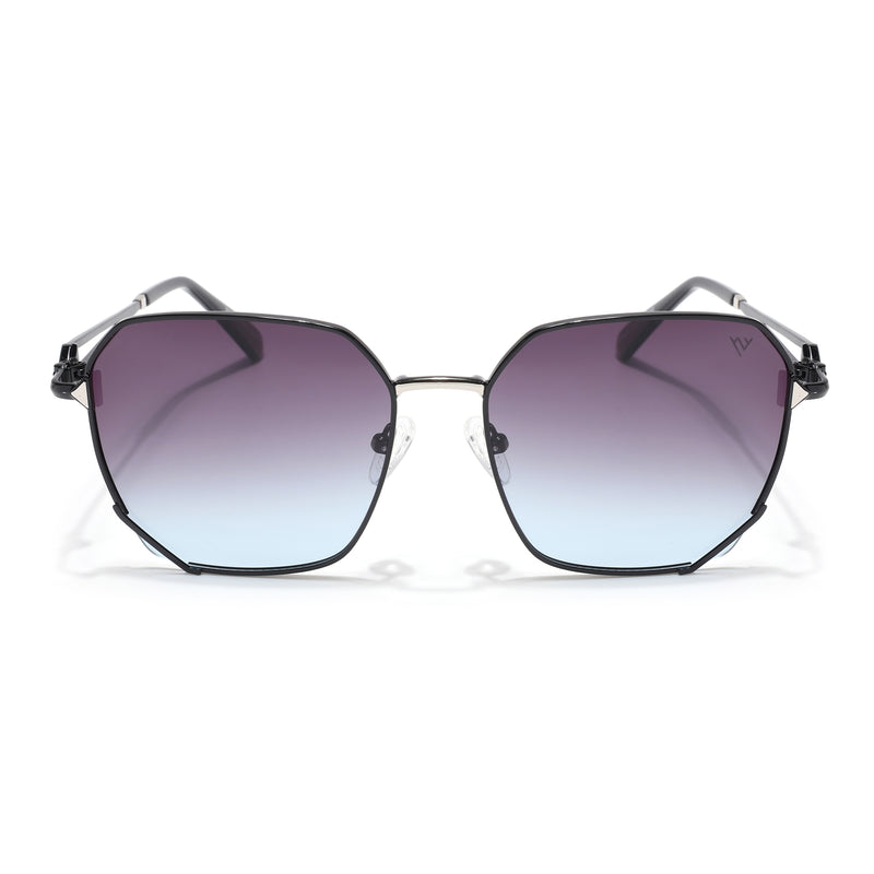 Oversize Sunglasses (Brown & Grey Lens | Black & Silver Frame - SLMG9109)
