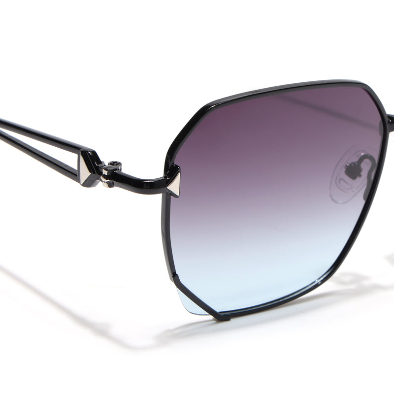 Oversize Sunglasses (Brown & Grey Lens | Black & Silver Frame - SLMG9109)