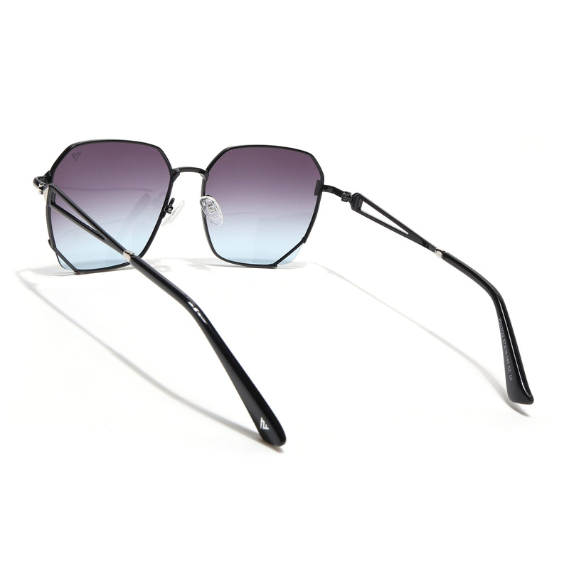 Oversize Sunglasses (Brown & Grey Lens | Black & Silver Frame - SLMG9109)