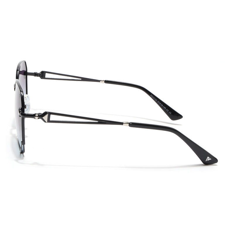 Oversize Sunglasses (Brown & Grey Lens | Black & Silver Frame - SLMG9109)
