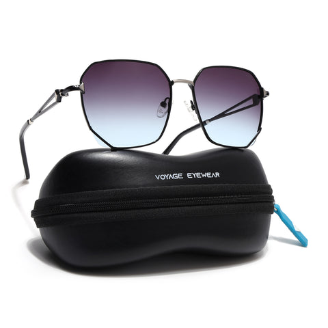 Oversize Sunglasses (Brown & Grey Lens | Black & Silver Frame - SLMG9109)
