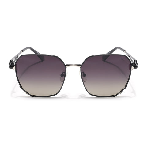 Oversize Sunglasses (Olive Lens | Black & Silver Frame - SLMG9110)