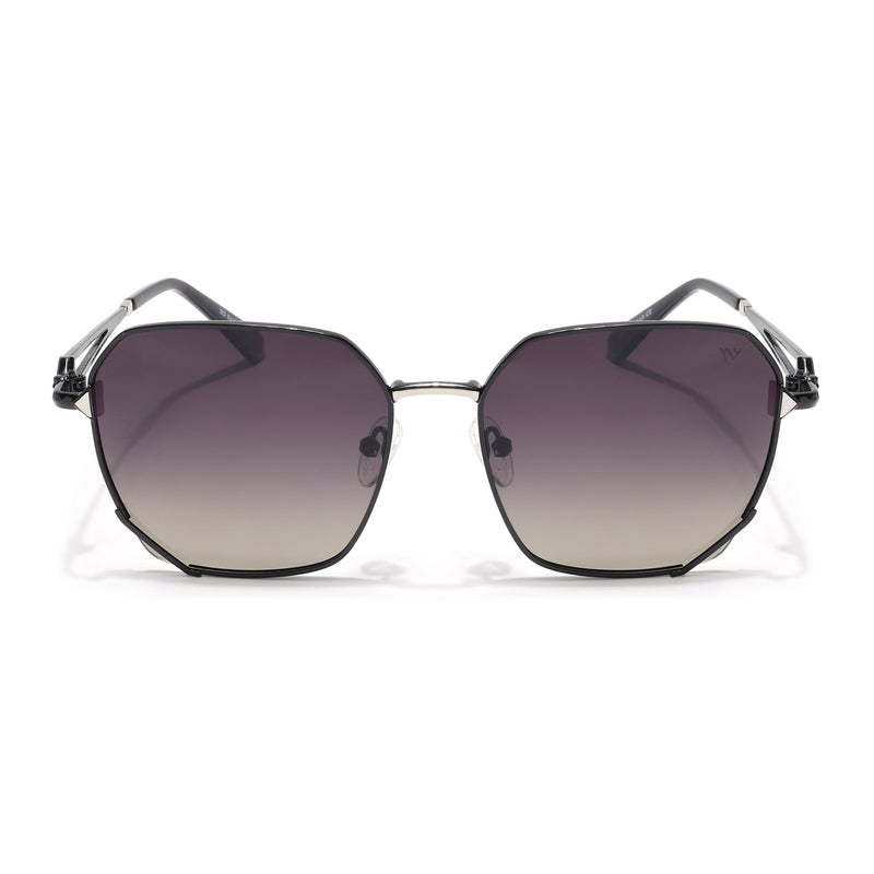 Oversize Sunglasses (Olive Lens | Black & Silver Frame - SLMG9110)