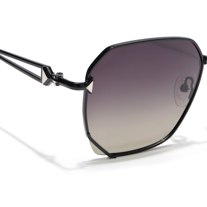 Oversize Sunglasses (Olive Lens | Black & Silver Frame - SLMG9110)