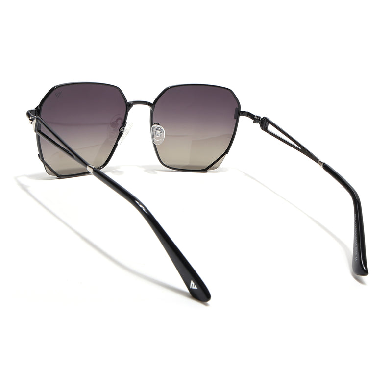 Oversize Sunglasses (Olive Lens | Black & Silver Frame - SLMG9110)