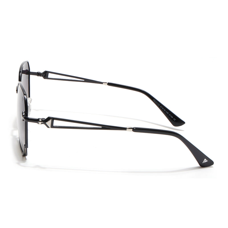 Oversize Sunglasses (Olive Lens | Black & Silver Frame - SLMG9110)